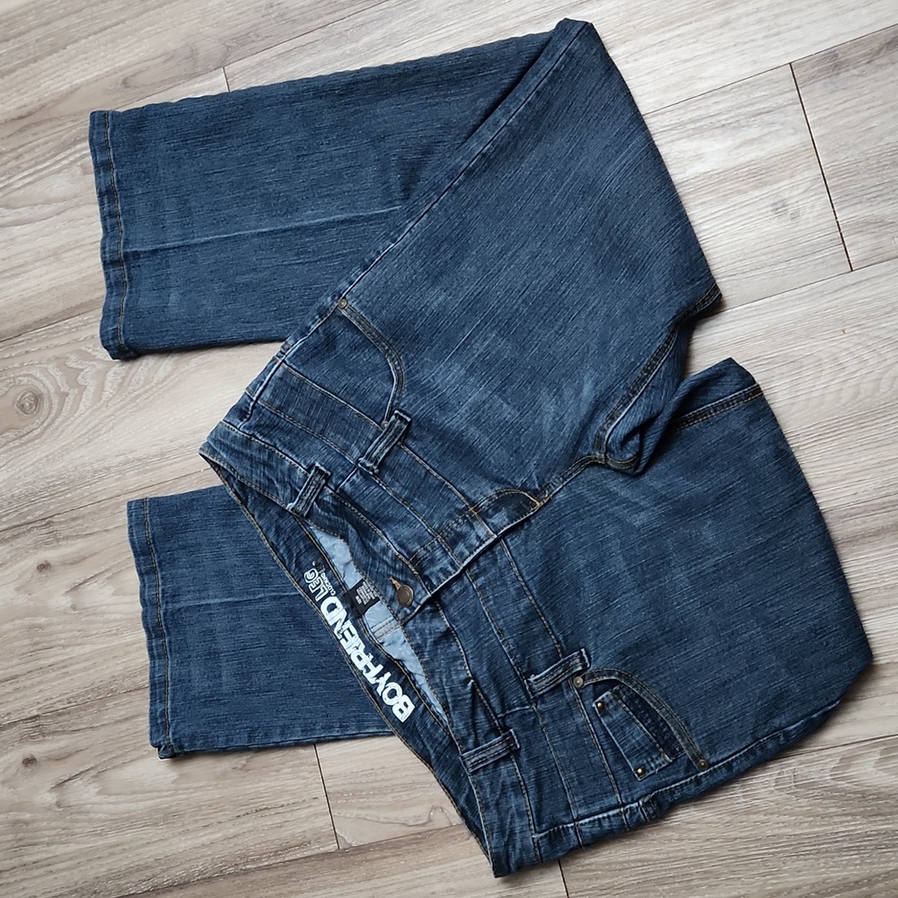 Boyfriend Leg Clockhouse Denim Relaxed Leg Blue Jeans With Double Belt Loop 18W